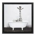 thumbnail image 1 of DesignOvation Baby Giraffe in the Tub 14" x 14" Framed Canvas Wall Art Print by Amy Peterson, 1 of 7