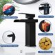 thumbnail image 2 of Grifo de baño en cascada negro moderno, mezclador de lavabo en cascada, grifo de lavabo con altura de caño 140 mm, mezclador de baño de latón, agua fría y caliente disponible brillar  Electrónica, 2 of 5