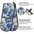 thumbnail image 4 of 35" x7" Double Oven Mitt Heat Resistant Oven Gloves Withstands Up to 200°C for Kitchen Baking & BBQ Blue Floral, 4 of 6