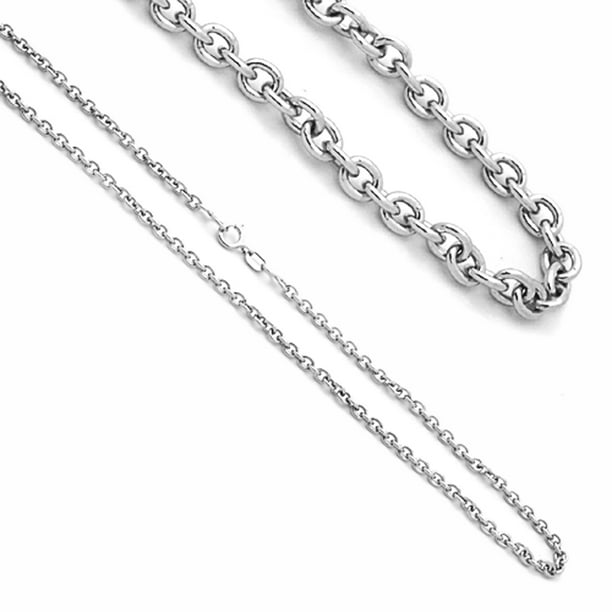 14K White Gold Cable Chain Necklaces Width 2.2mm