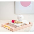 thumbnail image 3 of Home Redefined 17.5”x12” Rectangle Glossy Shagreen Faux Leather Decorative Serving Tray with Gold Polished Metal Handles, Baby Pink, 3 of 10