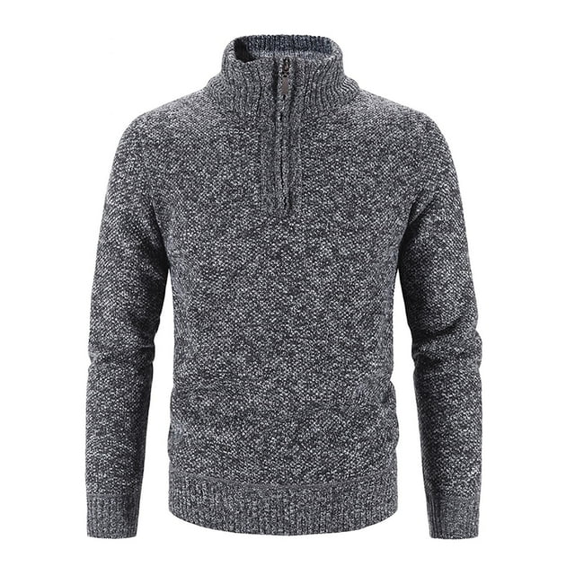 TIMIFIS Chandails Doux pour Hommes Col Roulé Quart de Zip Pull Classique Côtelé Léger Pull Col Roulé - Automne/hiver
