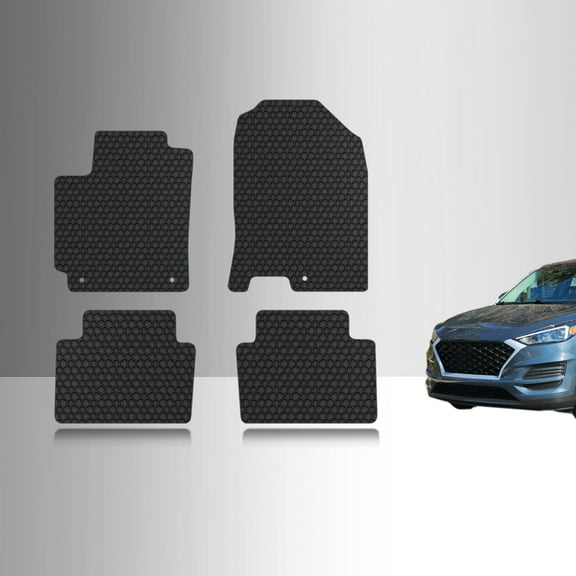 ToughPRO Front   2nd Row Mats Compatible with Hyundai Kona 2023 - All Weather Heavy Duty (Made in USA) Black Rubber
