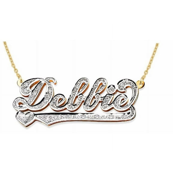 Personalized 0.15 Carat Diamond Nameplate Pendant Necklace 14K 14K White or 14K Yellow Gold.  Special Order, Made to Order. PNK058Y Y