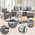 thumbnail image 4 of Pingliang Home Furniture Set Convertible Sectional Sofa and Storage Ottoman and Accent Chair,3 Seat L-shaped Sofa Couch with Reversible Footstool and Armchair for Living Room Apartment Office Studio, 4 of 9
