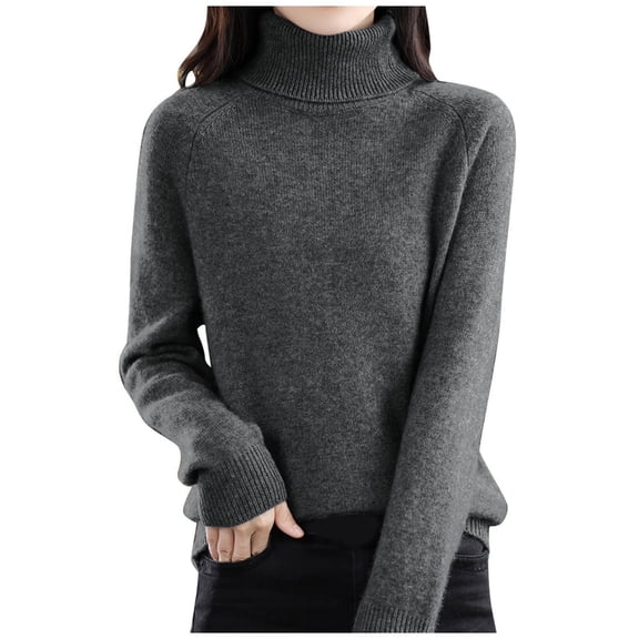 Mercatoo Autumn New Turtleneck Sweater Ladies Loose Large Size Thick Knitted Sweater Bottom Shirt over Mens Sweaters