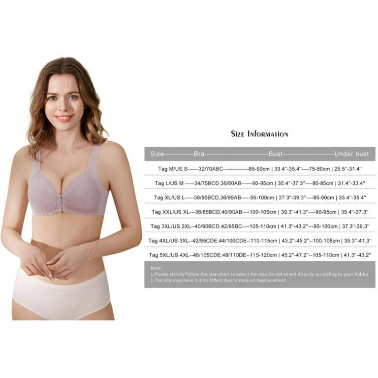 Lace Bra Full Coverage Wireless Sleep Bras for Women Front Closure - Wide  Shoulder Strap Bras for Comfort Push up Thin Soft Bra Plus Size