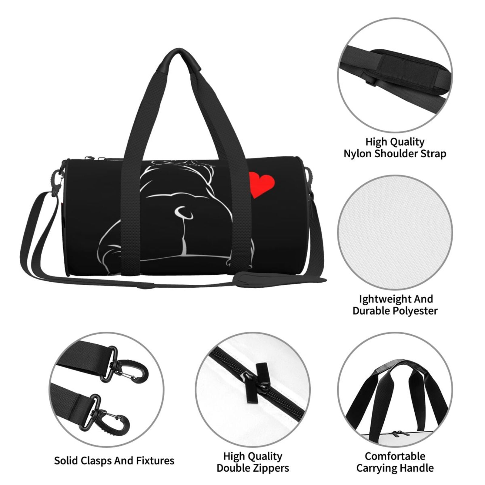 Xecao Animal Bulldog Print Travel Duffle Bag, Bag Carry On Tote Bags for Women, Travel Sport Gym Bag for Men, Hospital Bag for Labor and Delivery