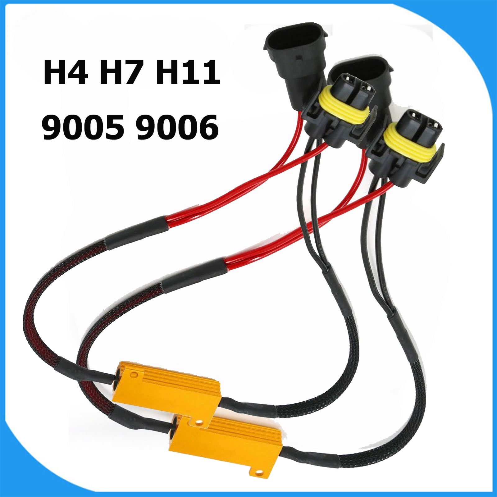 2 Pieces Error-Free Load Resistor LED Light Decoder Harness H8 H9 H11