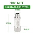 thumbnail image 2 of Válvula de retención TAISHER 304 de acero inoxidable 1/8 NPT macho x 1/8 NPT hembra, 2 of 7