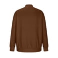 thumbnail image 5 of IYTR Men's Round Neck Sweatshirt Solid Color Long Sleeve Zipper Pullover Sweatshirt Loose Fashion Casual Sweater Brown M, 5 of 6