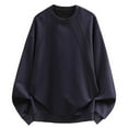 thumbnail image 2 of Zylanna Men's Long Sleeve T-Shirts, Homewear Crew Neck Solid Color Loose Casual Tops for Men Navy, 2 of 6