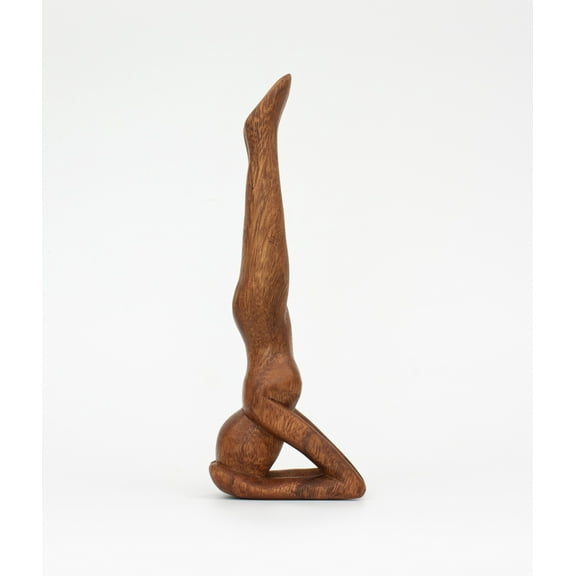 8-Inch Wooden Handmade Mini Yoga Pose Statue, Decorative Shelf Decor Objects