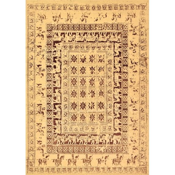 Ahgly Company Indoor Rectangle Oriental Brown Industrial Area Rugs, 8' x 12'