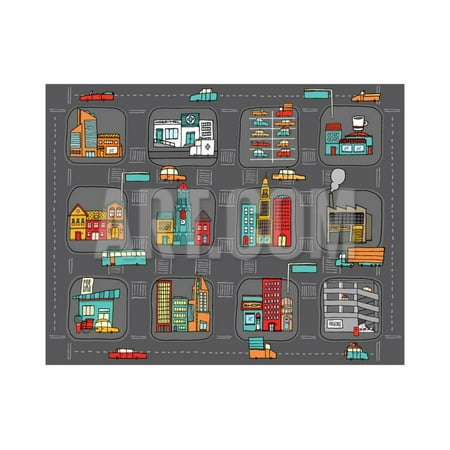 Cartoon Map - Colorful Cartoon City Map Print Wall Art By Curvabezier