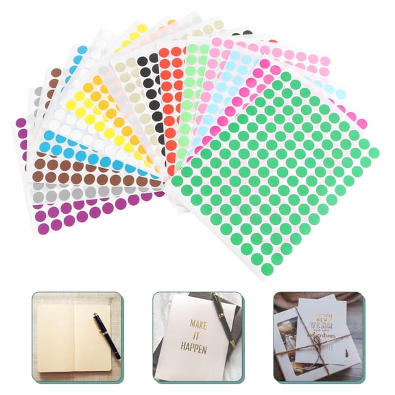 Clispeed Round Adhesive Label Stickers Assorted Colors for Crafting, Wrapping, Decoration and Organization Use