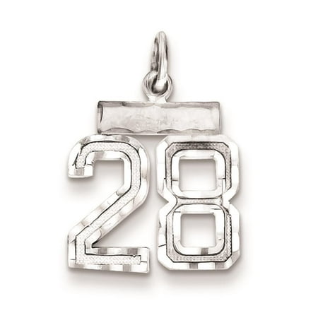 925 Sterling Silver Diamond Cut Small #28 Solid Charm Pendant