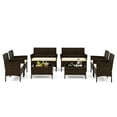 thumbnail image 1 of Patiojoy 8 Piece Patio Rattan Conversation Set Outdoor Wicker Furniture Set w/ Chair Loveseat & Tempered Glass Table Beige, 1 of 9
