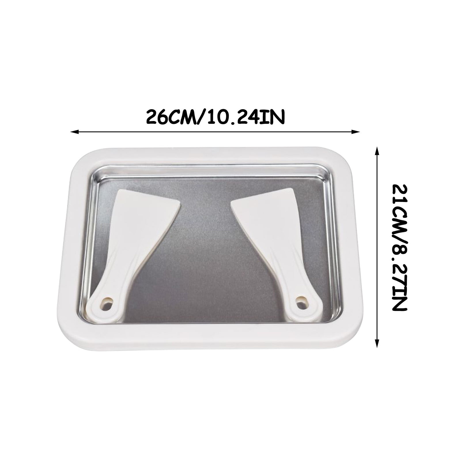 Instant Ice Cream Maker Pan for Kids and Adults, No Electric Rolled Ice Cream Tray with 2 Scrapers, DIY Frozen Yogurt and Sorbet, Stainless Steel Home Ice Cream Machine