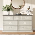 thumbnail image 2 of YouTrend 7 Drawer Dresser,Farmhouse Chest of Drawers for Bedroom with Metal Handles,Large Wood Drawer Organizer 55" Wide TV Stand for Living Room,Hallway,White, 2 of 10