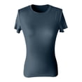 thumbnail image 4 of Qicasul Womens Slim Fit Short Sleeve T Shirt Crew Neck Stretchy Soft Basic Casual Top,Blue,SIZE:S, 4 of 4