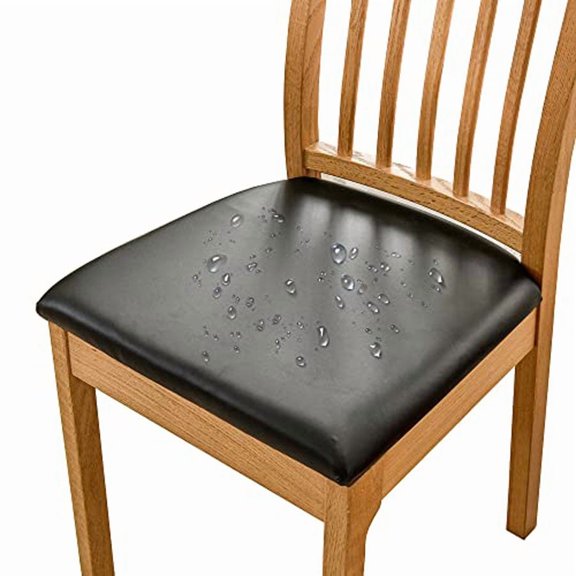 Shukii Waterproof Seat Covers PU Leather Chair Cover Upholstered Chair Seat Cushion Cover Protectors for Dining Room Chair 2pcs black