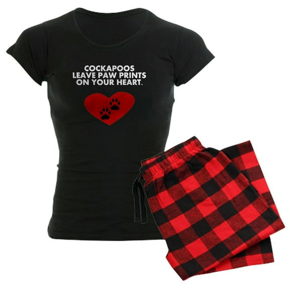 CafePress - Cockapoos Leave Paw Prints On Your Heart Pajamas - Women's Dark Pajamas