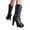 B Blue, variant on Women's Leather Ankle Boots Platform Non Slip Elastic Mid Calf Dress Booties Fashion Buckle Strap Punk Motocycle Boots Yellow Size 6.5