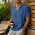 thumbnail image 5 of Dvprdro Mens Cotton Linen T Shirts V Neck Short Sleeve Solid Casual Beach Tops, 5 of 10