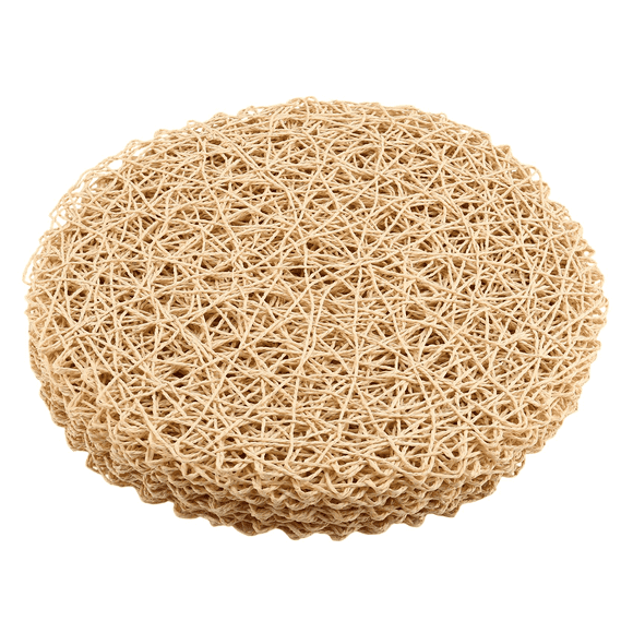 12pcs Paper Braided Round Placemats Non-Slip Heat Table Mats for Dining Tables Indoor & Outdoor Place Mats Beige