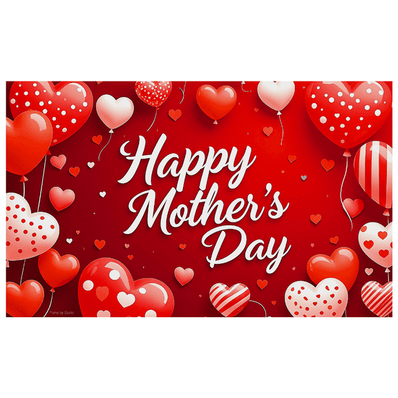 Decorative Heart Banner Happy Mother's Day Red Theme Polyester for Party Celebration Indoor Decor