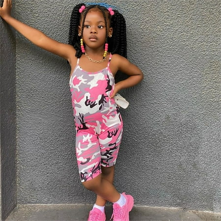

Aayomet Kids Toddler Baby Girls Spring Summer Print Sleeveless Sleepwear Romper Jumpsuit Clothes Baby Bodysuit Pink 1-2 Years