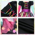 thumbnail image 4 of Alaiyaky Girls Miss Matched Witch Halloween Fancy Dress Outfit, Child Girls Colorful Rainbow Halloween Witch Costume, 4 of 8