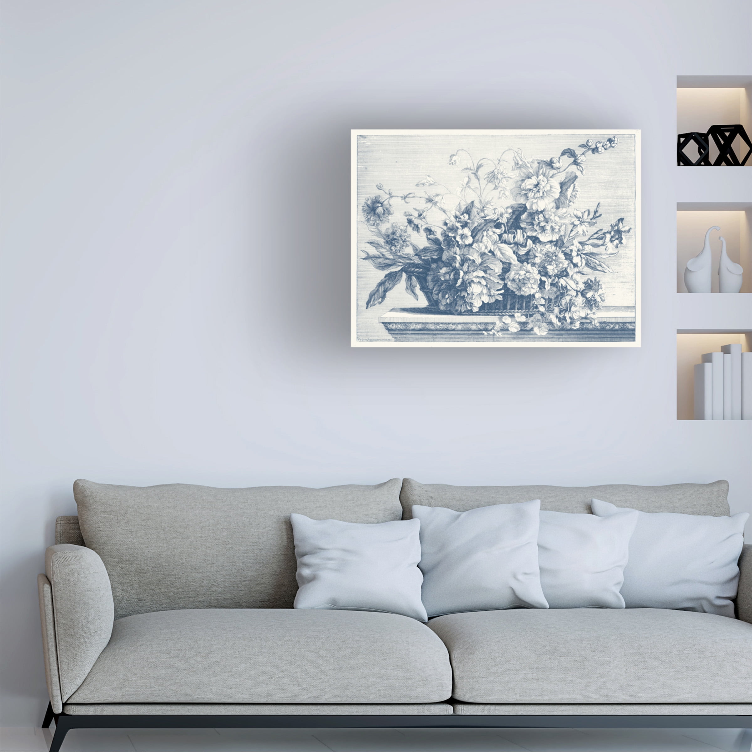 Giovanni Baptiste 'Navy Basket of Flowers II' Canvas Art