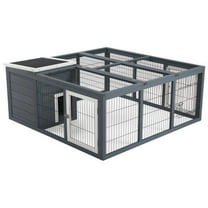Pefilos 48" Wooden Rabbit Hutch Indoor, Outdoor Bunny Enclosure Guinea Pig Cage for Small Animals, Gray