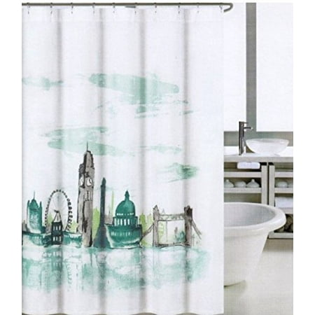 London Scene Teal Aqua Lime Gray White Shower Curtain Aj Peva London Scene Teal Aqua Lime Gray White Shower Curtain Aj Peva Liner 70 X