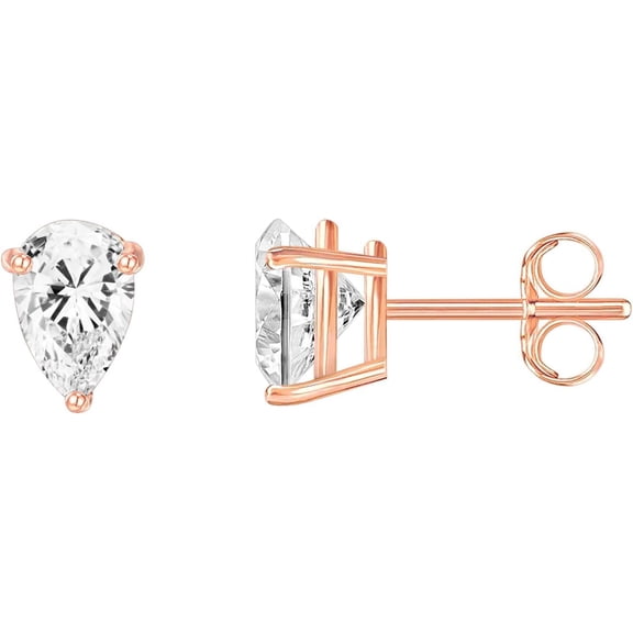 14K Gold Plated Sterling Silver Cubic Zirconia Stud Earrings for Women | Simulated Diamond CZ Earrings
