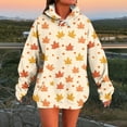 thumbnail image 2 of Horkkom Hoodies for Women Maple Leaf Print Graphic Hoodies Casual Pullover Sweatshirts with Drawstring Pocket L, Gifts for Women, 2 of 6