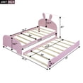 thumbnail image 2 of Wood Platform Bed Frame with Cartoon Ears Shape Headboard Footboard and Trundle, Wood Bed with Pull Out Under Platform Bed, 2 of 8