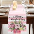 thumbnail image 3 of Table Runners 90 Inches Long Dress Scarves, Valentine's Day Farmhouse Coffee/Dining/Kitchen Table Runner for Living Room, Pink Roses Flowers Stripes Country 13x90 Inch, 3 of 9