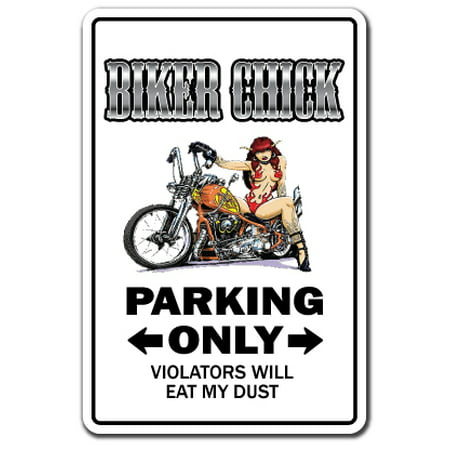 BIKER CHICK Decal parking Decals motorcycle hog bike Harley Yamaha rider | Indoor/Outdoor | 5