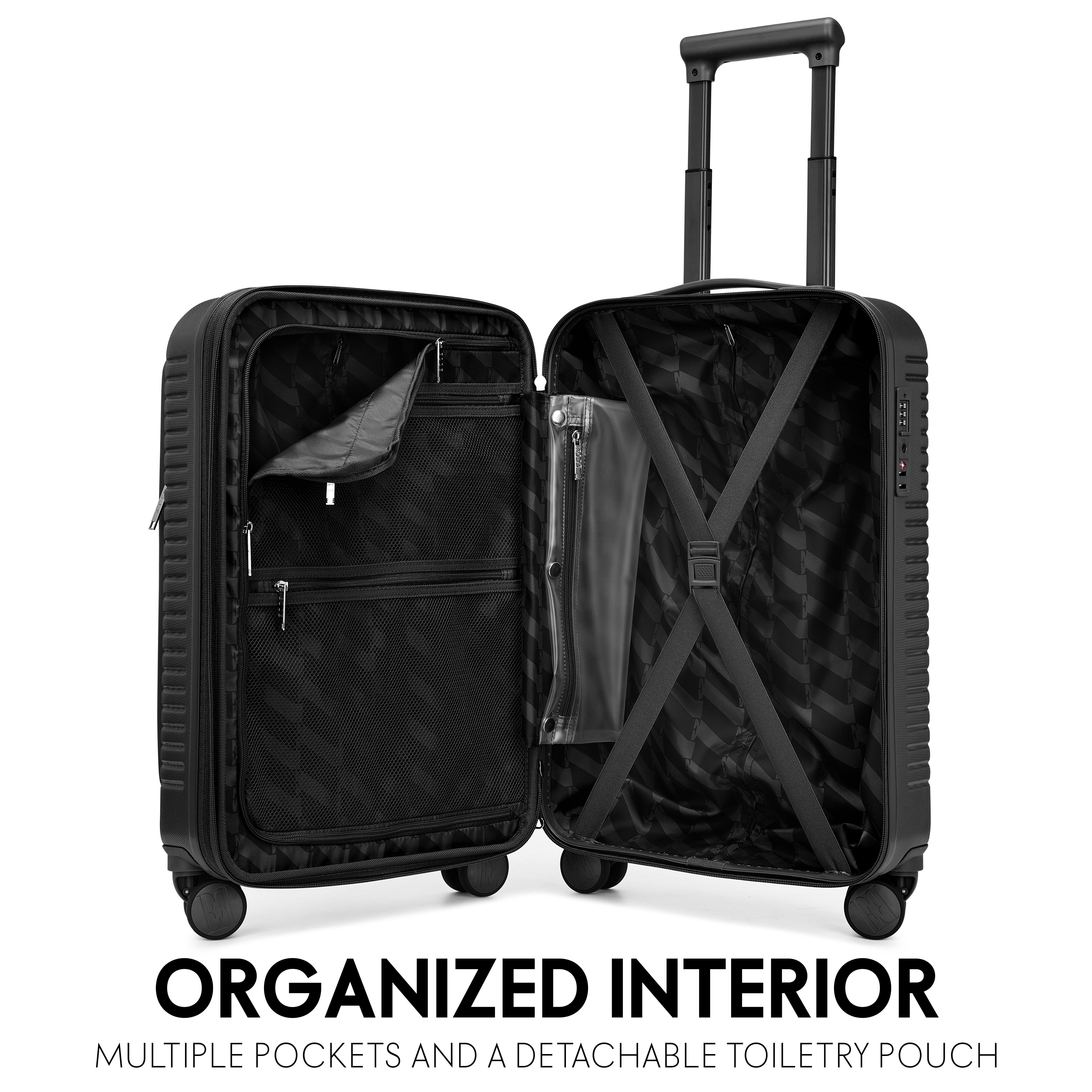 ELLE Escape Expandable Carry-on Suitcase with Front Laptop Pocket | Black