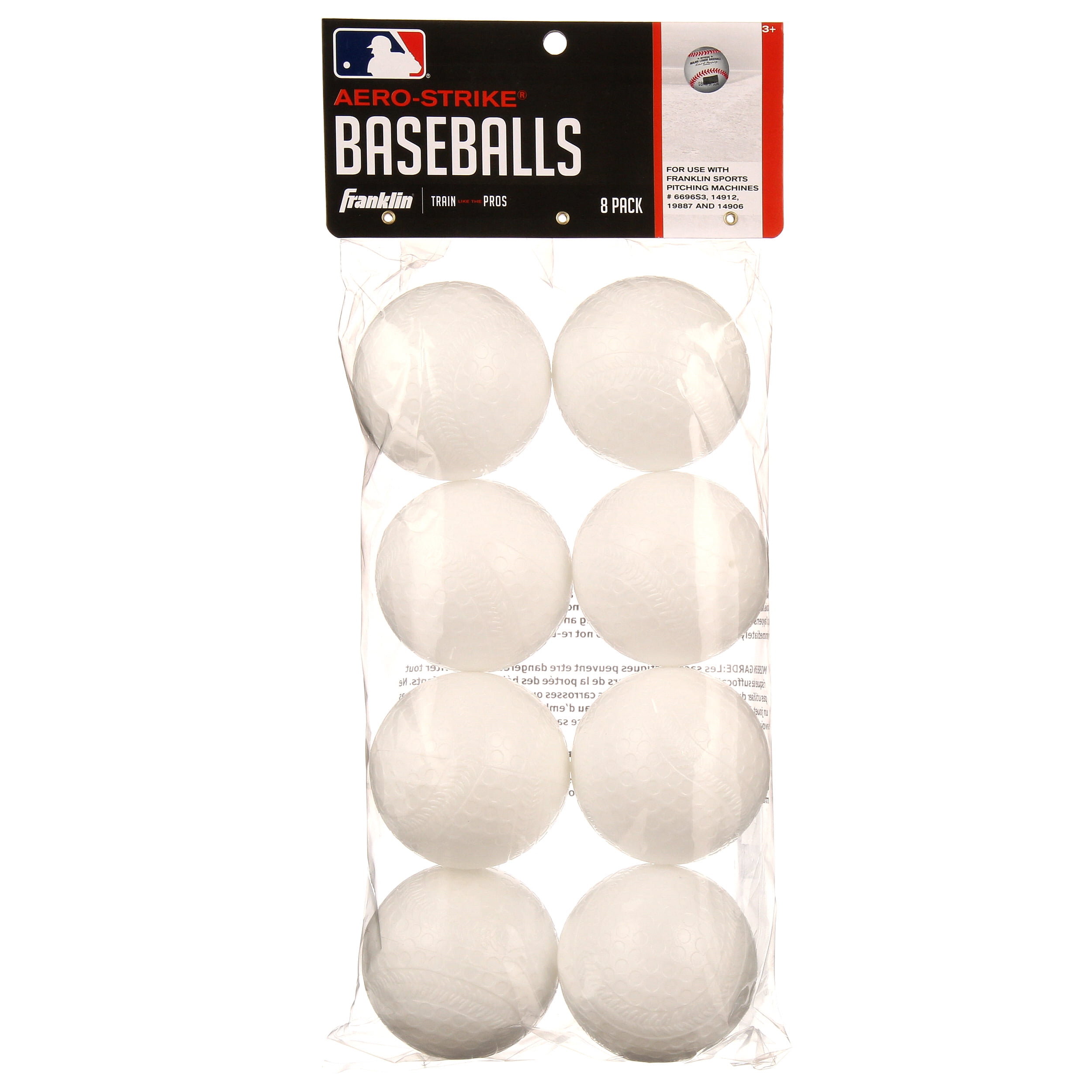 Franklin Sports Plastic Practice Baseballs, 70mm, 8 Pack