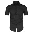 thumbnail image 1 of INSPIRE CHIC Men's Short Sleeves Polka Dots Button Down Shirt Black 50, 1 of 7