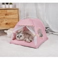 thumbnail image 2 of Cute Cat Tent Decorative Outdoor/Indoor Floral Cats Cave Bed Portable for Indoor Cats and Small Dogs with Soft Cool Mat Outside Summer Cat House Large 20x20x18 in (Green2), 2 of 7