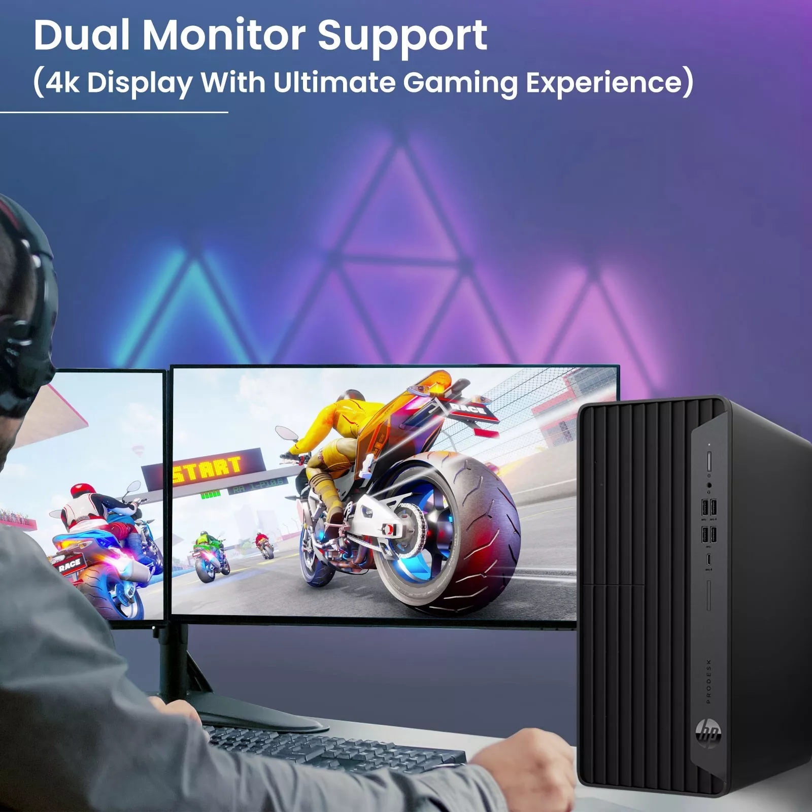 Restored Gaming HP ProDesk G6 Desktop PC, Intel Core i5 10th Gen. 16GB RAM, 1TB SSD + 1TB HDD, NVIDIA GeForce GTX 1050 Ti, New 24 inch Monitor, RGB KB & Mouse, Wi-Fi, Windows 11 Pro (Refurbished)