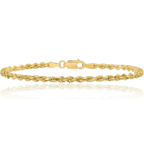 14K Solid Yellow Gold 2.8mm Rope Chain Bracelet