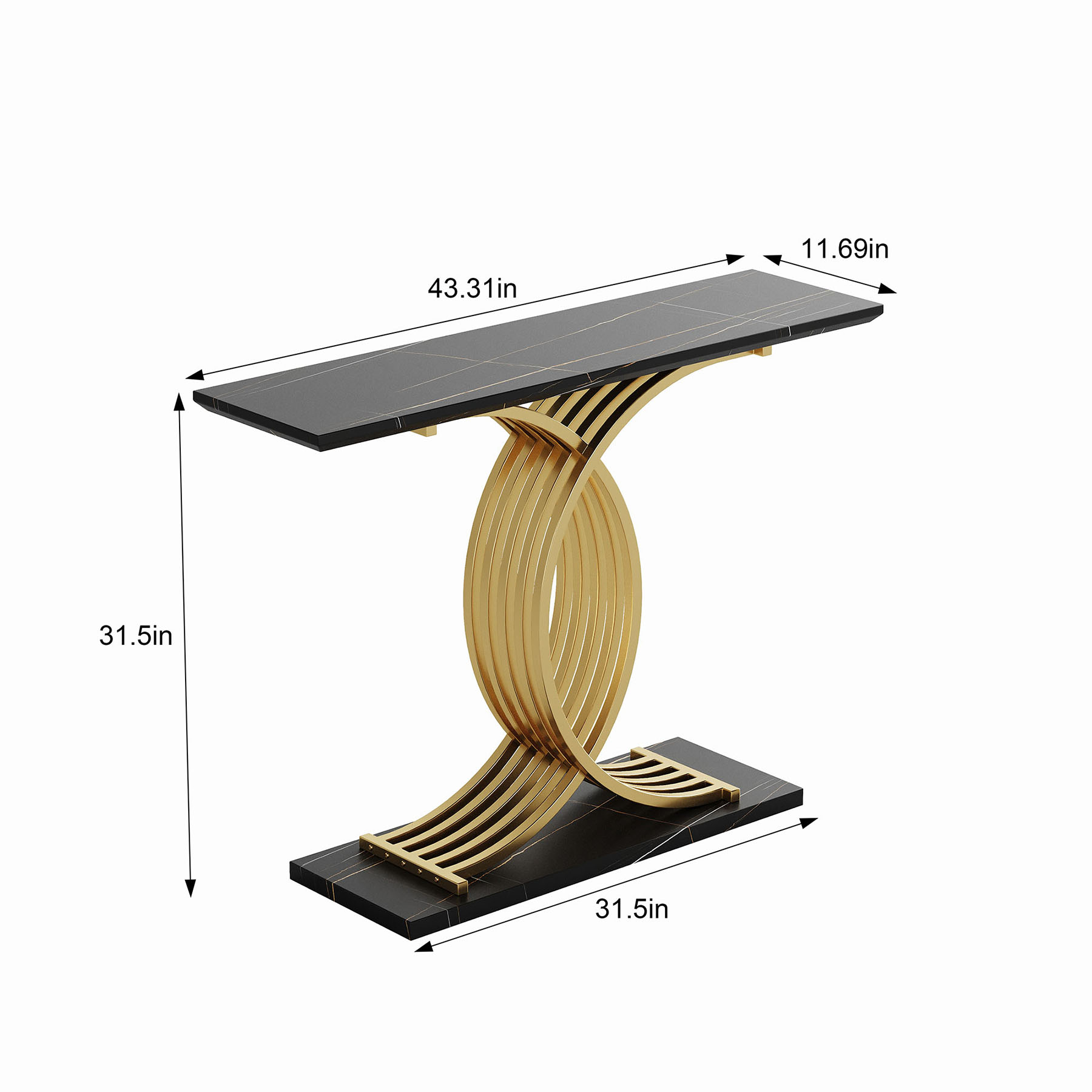 S-HOME Gold Intertwined Metal Legs Accent Table Stylish Console Table For Luxury Entryway Decor