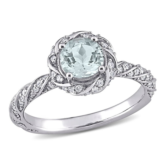 Everly Women's Aquamarine 14K White Gold Engagement Ring