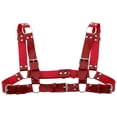 thumbnail image 1 of tredstone Cuir Ceinture Creux Gothique Robuste Corps Ceintures Réglable Durable Poitrine Bande Hommes Corps Partie Épaule Clubwear Partie Rouge, 1 of 6